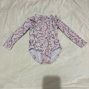 Girls Floral Long Sleeve Swimsuit